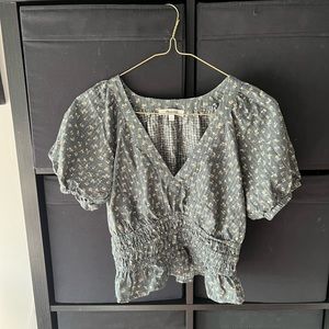 Madewell Green Floral Crop Top